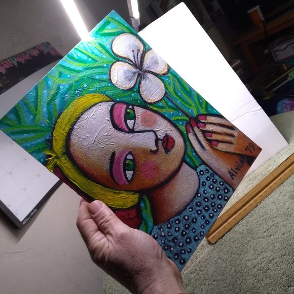 The Women and a flower - art of world known artist Paola Alvial 2019 - Picture 5 of 5